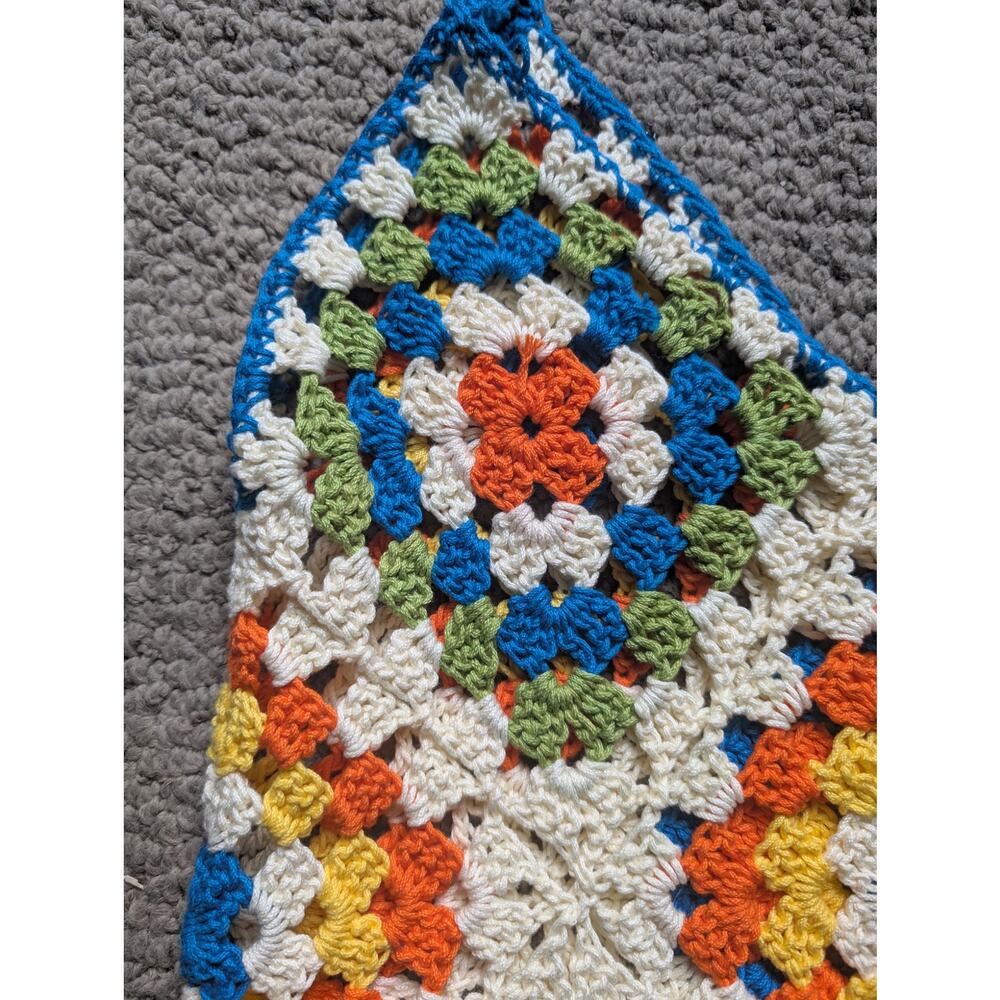 Handmade Multicolor Crochet Fringe Tank Top - Blue Trim - Picture 2 of 9